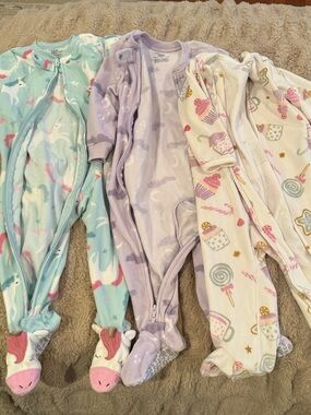 Baby girl footed sleepers, set of 3